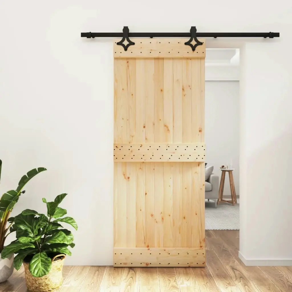 Sliding Door with Hardware Set 85x210 cm Solid Wood Pine 3203141