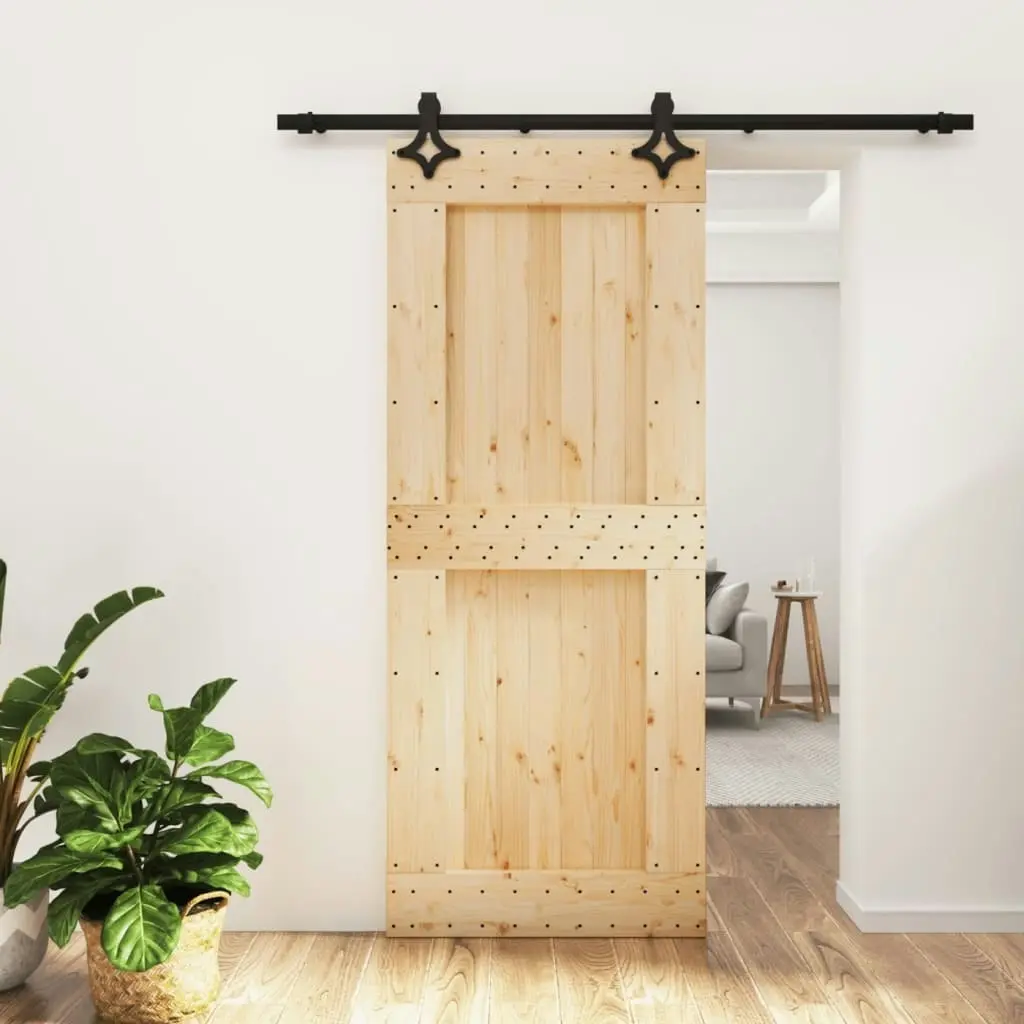 Sliding Door with Hardware Set 85x210 cm Solid Wood Pine 3203147