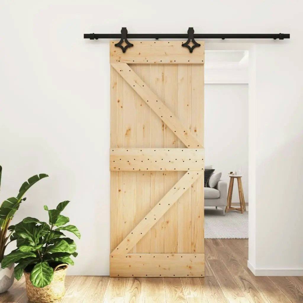 Sliding Door with Hardware Set 85x210 cm Solid Wood Pine 3203137