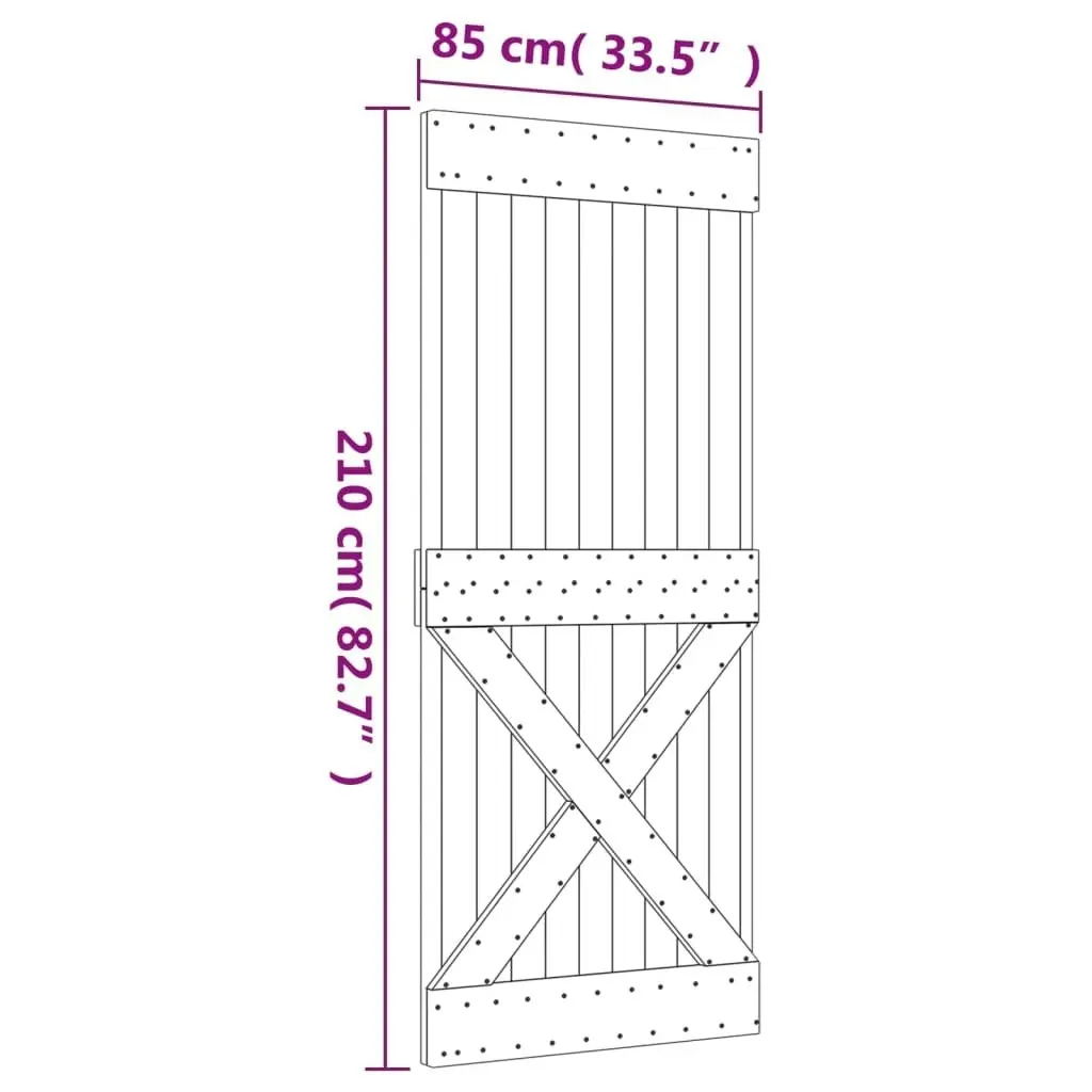 Sliding Door with Hardware Set 85x210 cm Solid Wood Pine 3203153