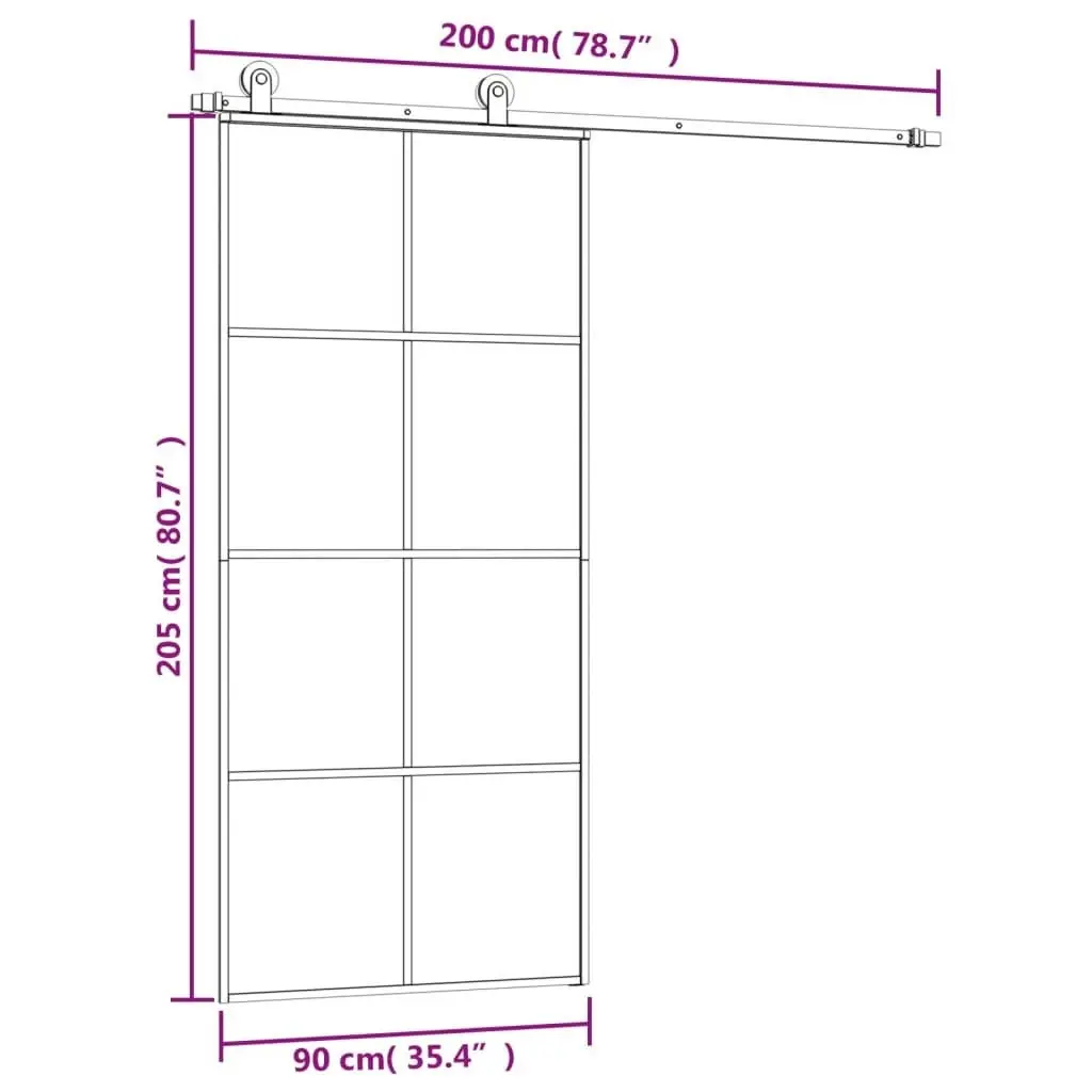 Sliding Door with Hardware Set 90x205 cm ESG Glass&Aluminium 3152142