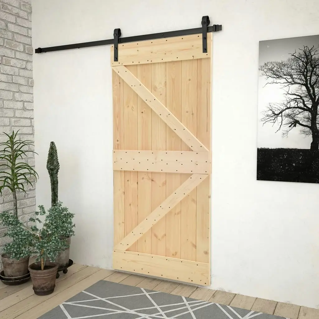 Sliding Door with Hardware Set 90x210 cm Solid Pine Wood 3057500