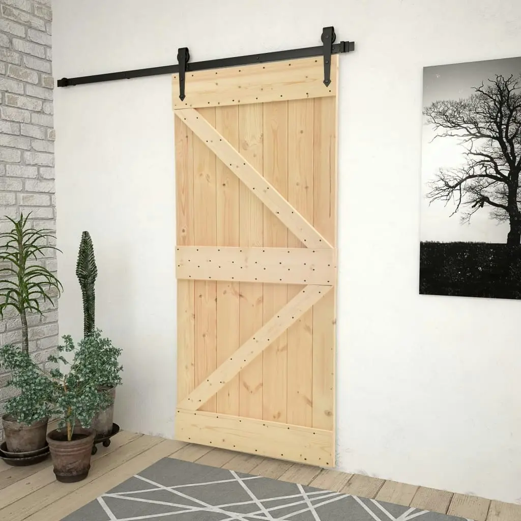 Sliding Door with Hardware Set 90x210 cm Solid Pine Wood 3057494