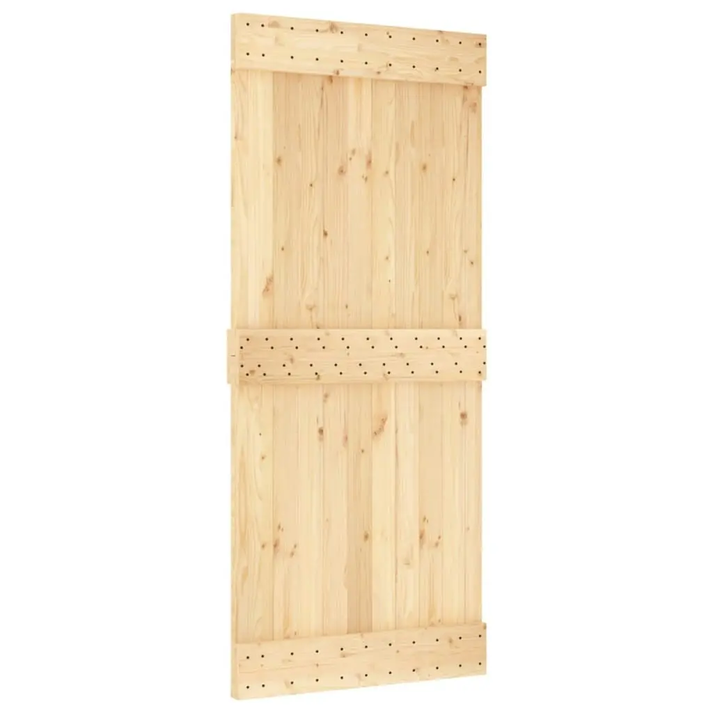 Sliding Door with Hardware Set 90x210 cm Solid Wood Pine 3202989