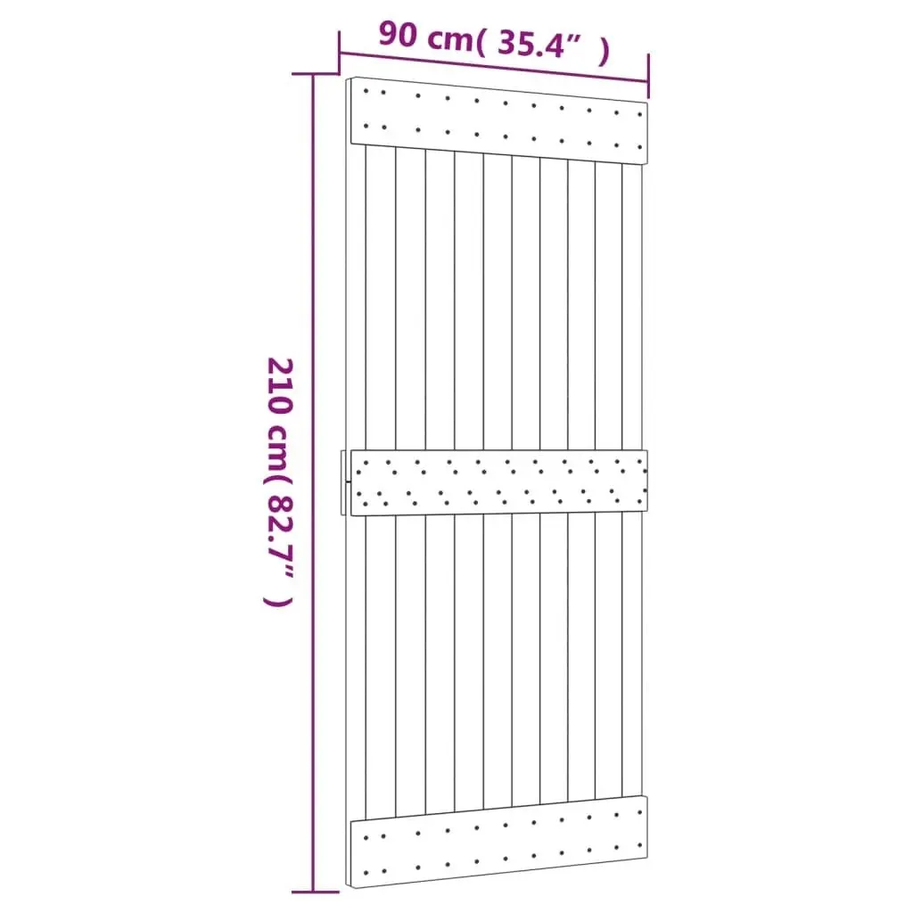 Sliding Door with Hardware Set 90x210 cm Solid Wood Pine 3202989