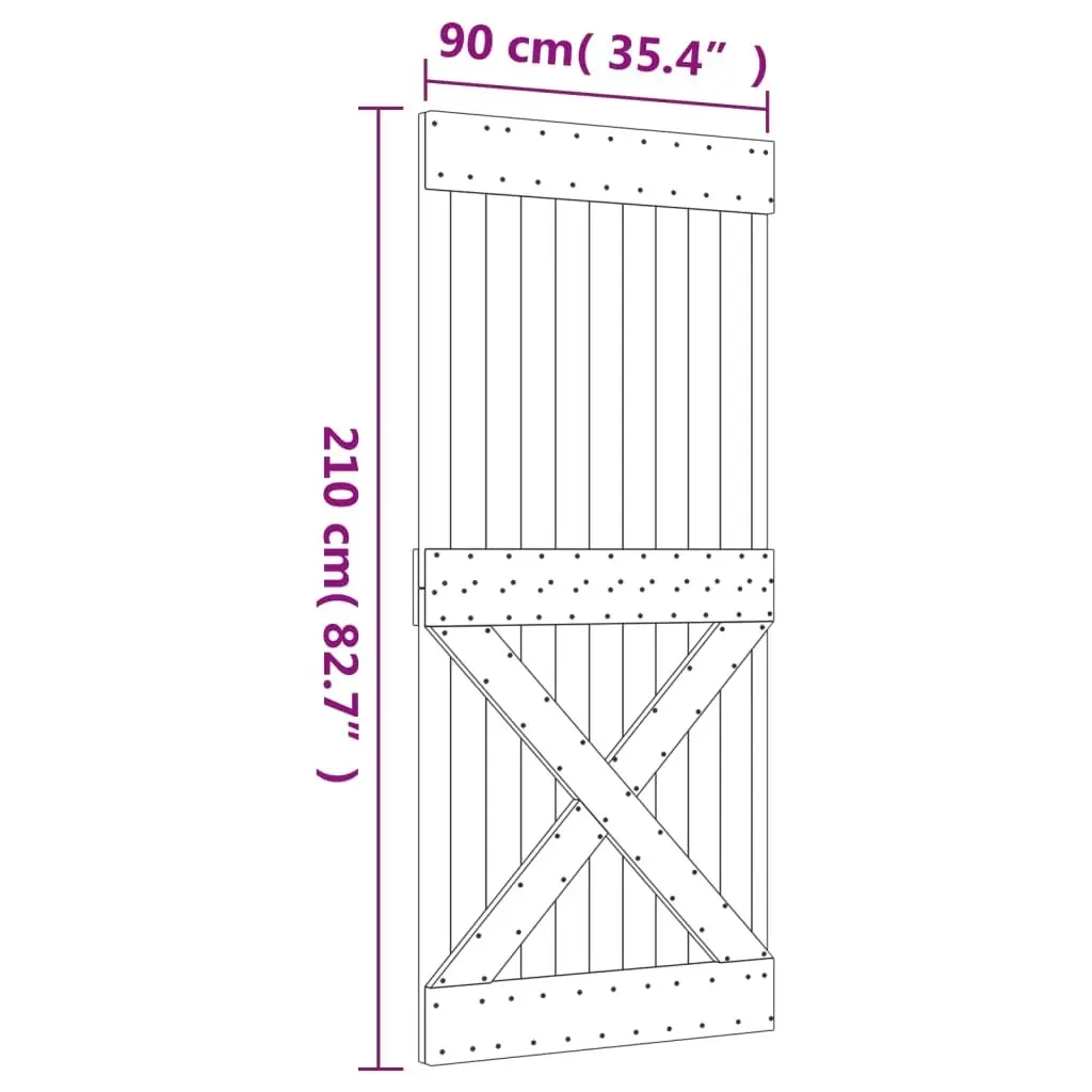 Sliding Door with Hardware Set 90x210 cm Solid Wood Pine 3203057