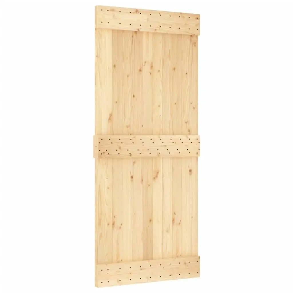 Sliding Door with Hardware Set 90x210 cm Solid Wood Pine 3203107