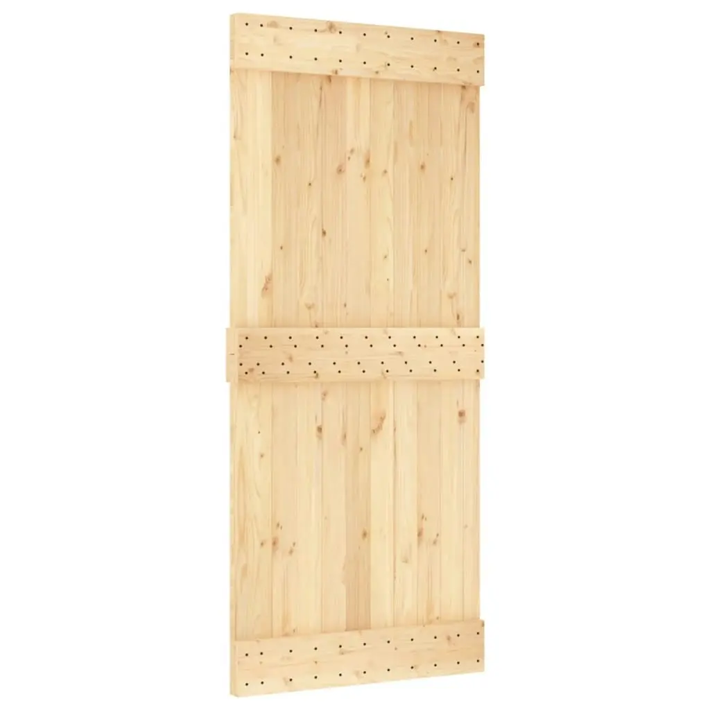 Sliding Door with Hardware Set 90x210 cm Solid Wood Pine 3203233