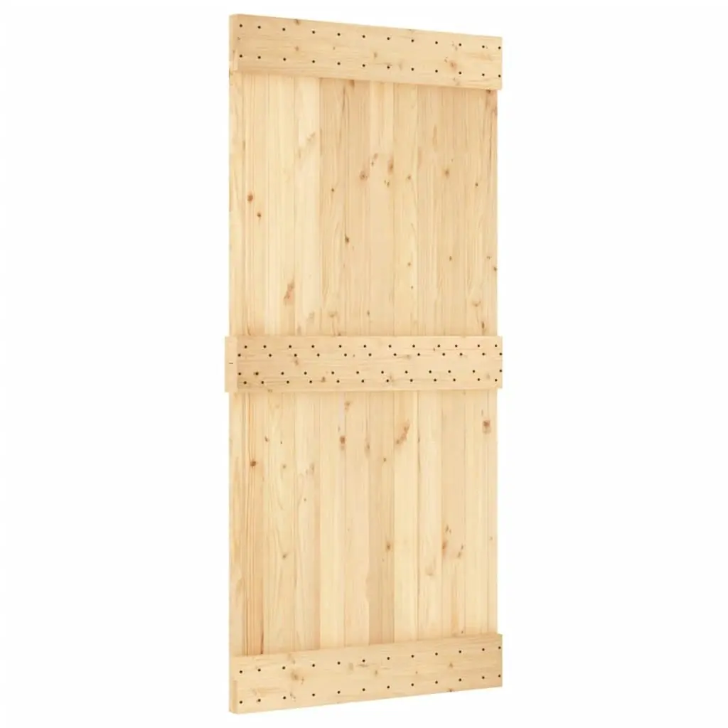 Sliding Door with Hardware Set 95x210 cm Solid Wood Pine 3203030