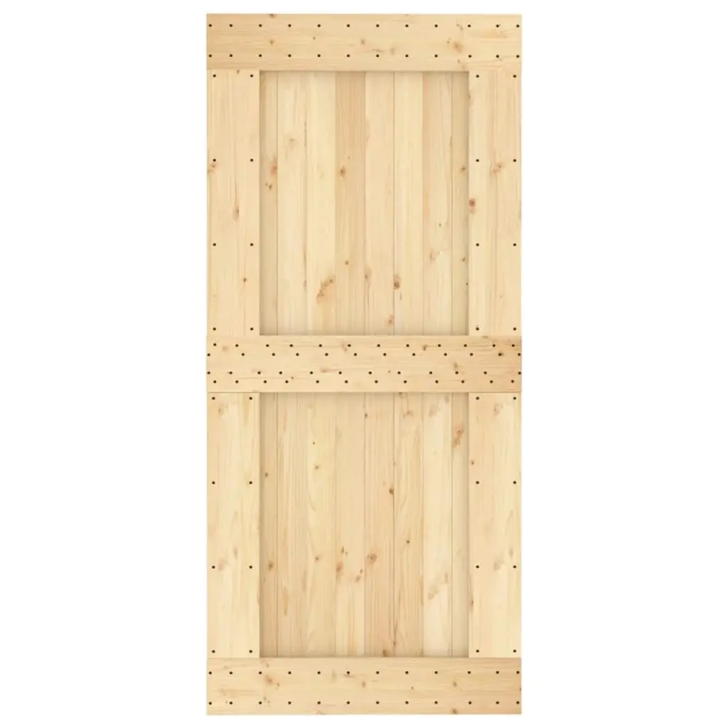 Sliding Door with Hardware Set 95x210 cm Solid Wood Pine 3202996