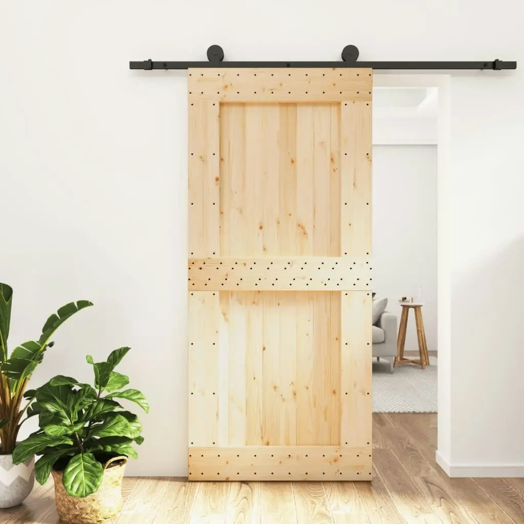 Sliding Door with Hardware Set 95x210 cm Solid Wood Pine 3203074