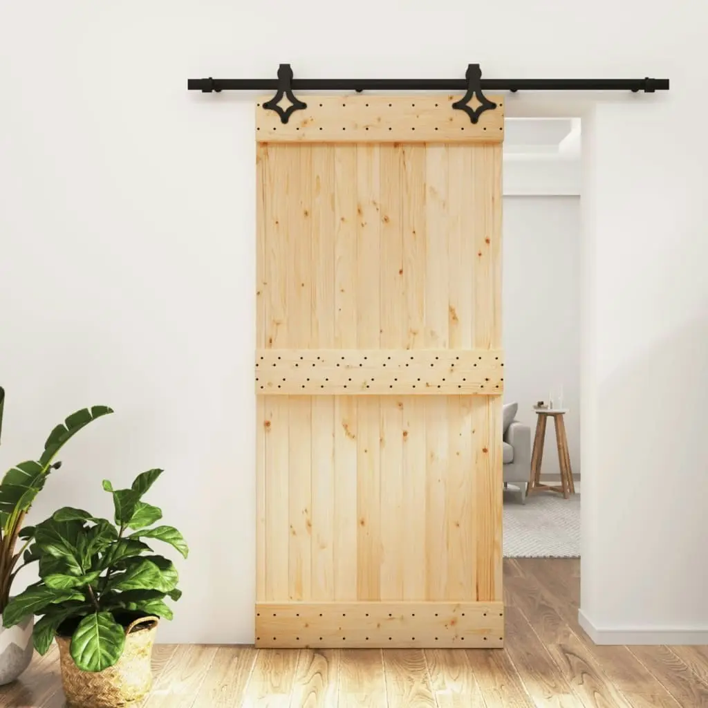 Sliding Door with Hardware Set 95x210 cm Solid Wood Pine 3203143