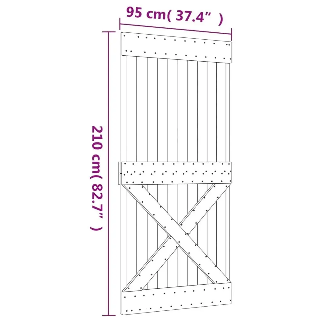 Sliding Door with Hardware Set 95x210 cm Solid Wood Pine 3203155