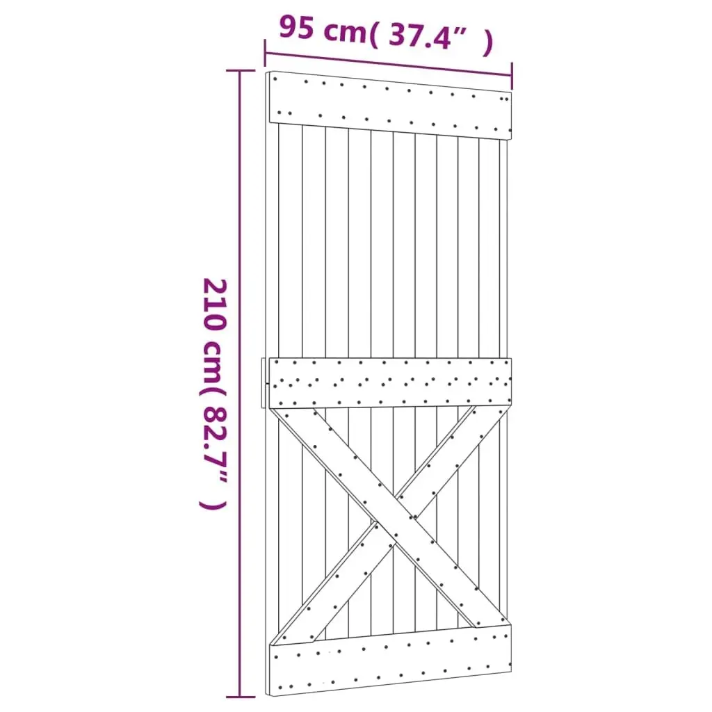 Sliding Door with Hardware Set 95x210 cm Solid Wood Pine 3203246