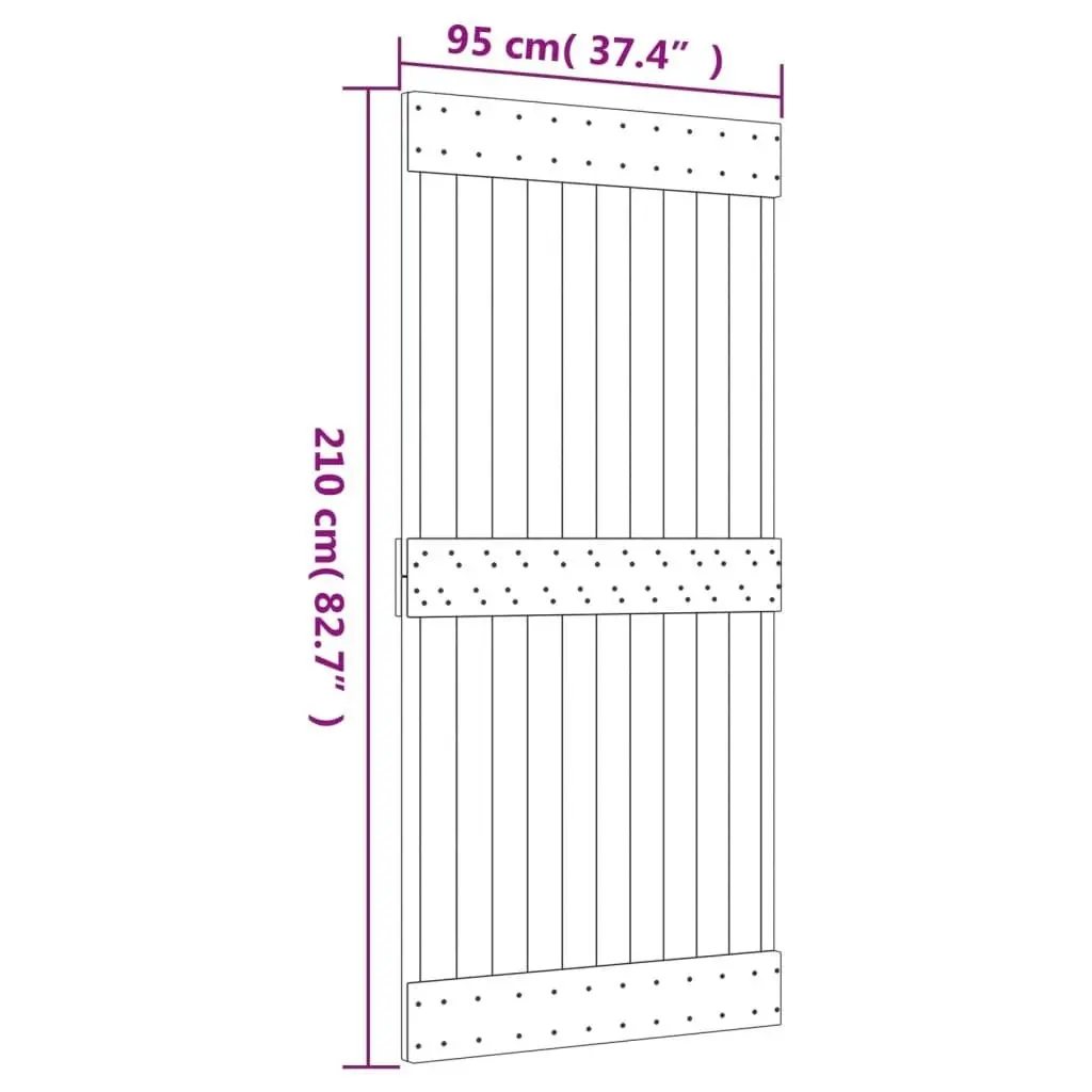 Sliding Door with Hardware Set 95x210 cm Solid Wood Pine 3203234