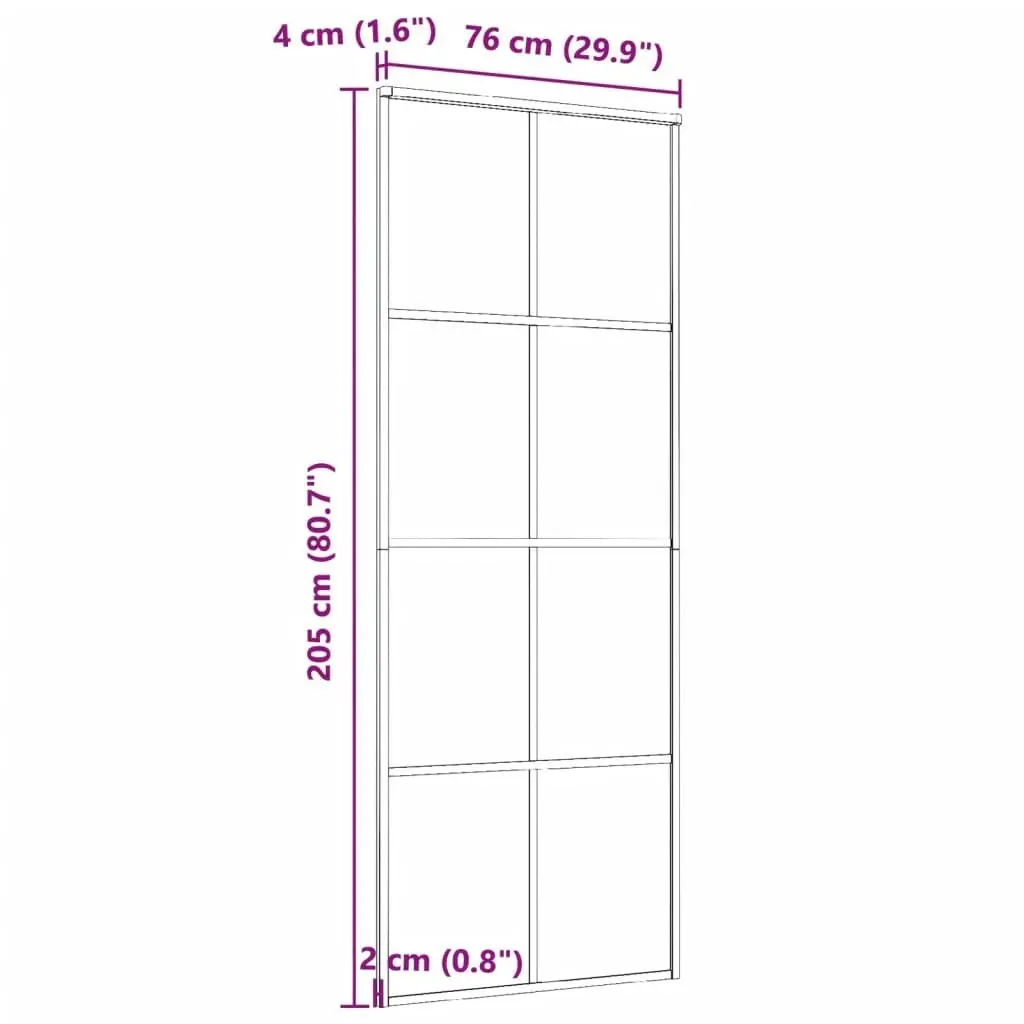 Sliding Door Aluminium and ESG Glass 76x205 cm Black 288064