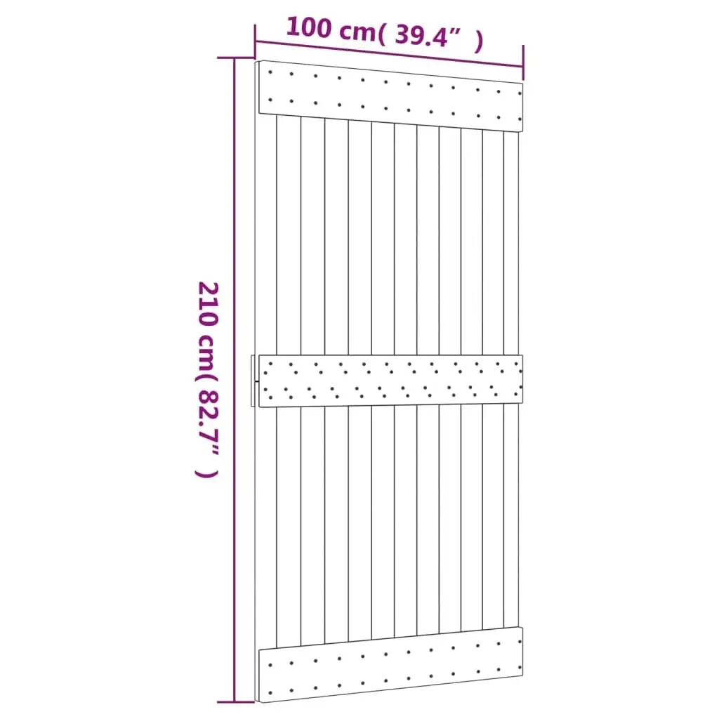 Sliding Door with Hardware Set 100x210 cm Solid Wood Pine 3203031