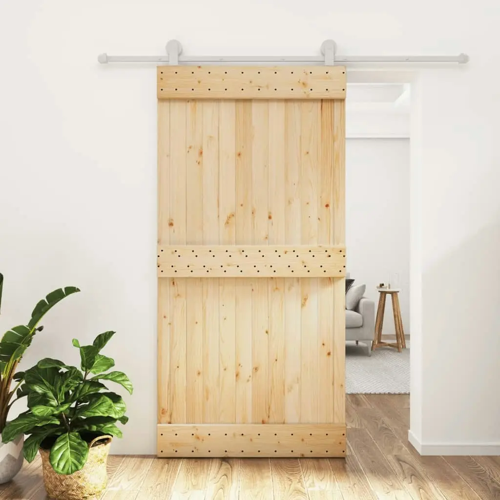 Sliding Door with Hardware Set 100x210 cm Solid Wood Pine 3203109