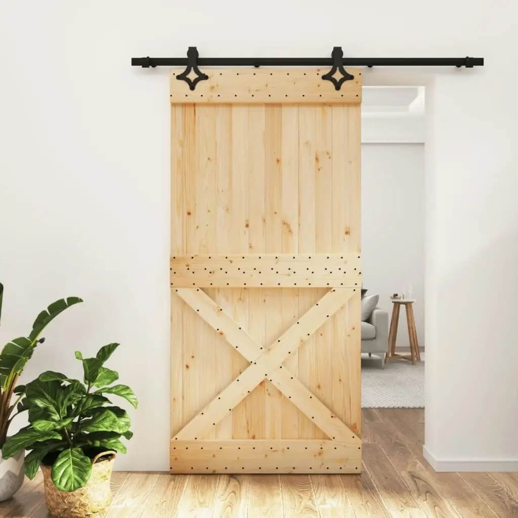 Sliding Door with Hardware Set 100x210 cm Solid Wood Pine 3203156