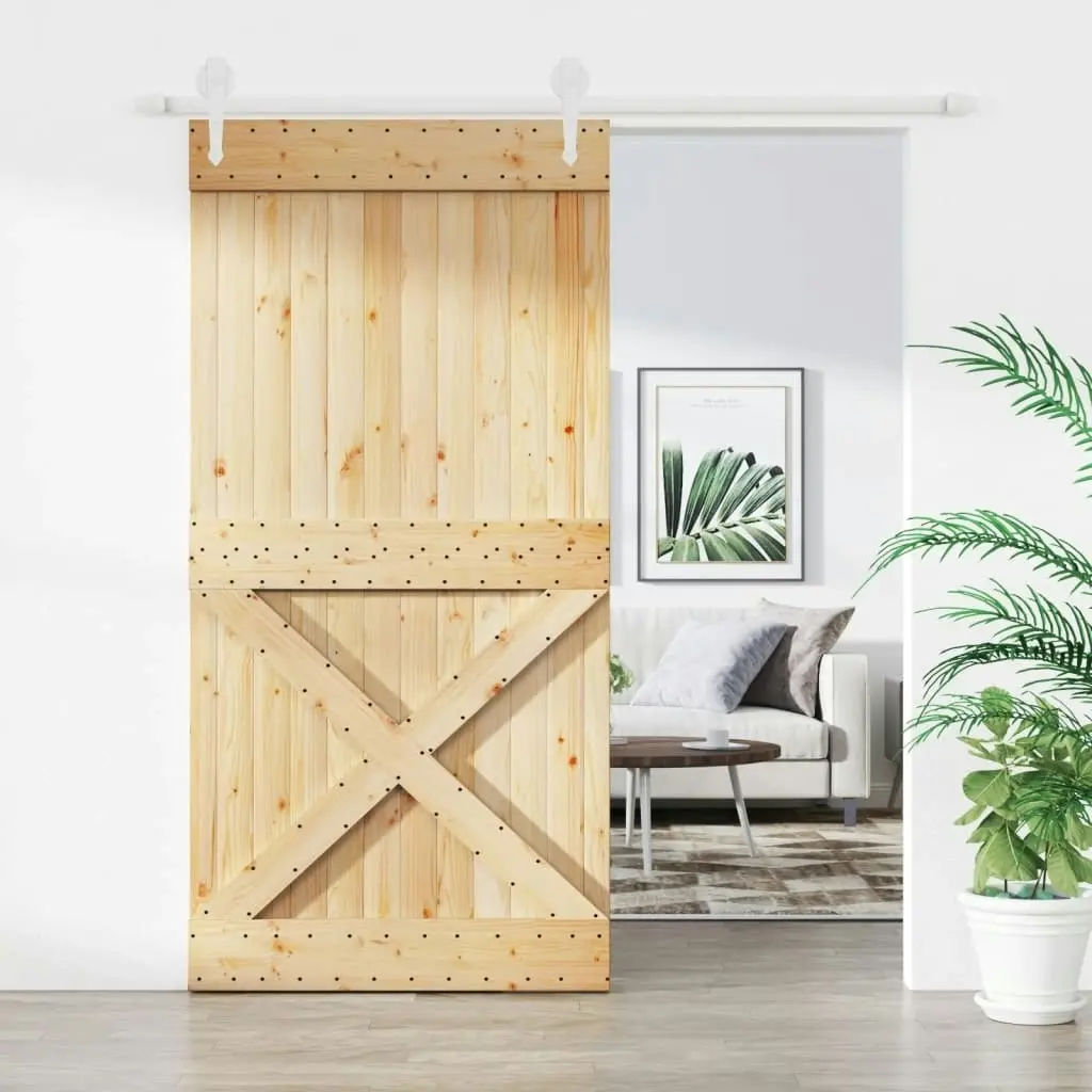 Sliding Door with Hardware Set 100x210 cm Solid Wood Pine 3203271