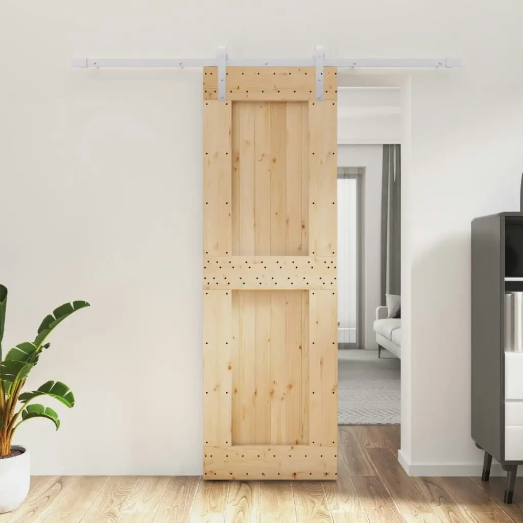 Sliding Door with Hardware Set 70x210 cm Solid Wood Pine 3203032