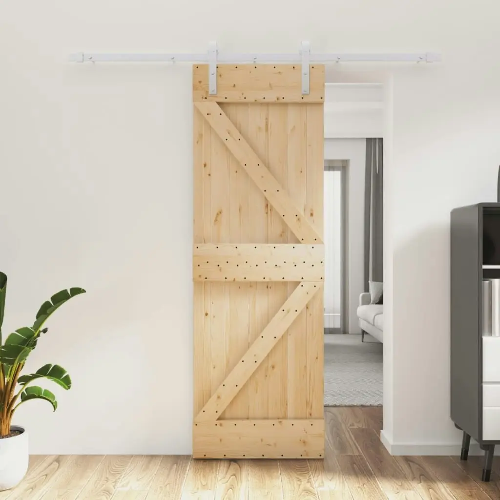 Sliding Door with Hardware Set 70x210 cm Solid Wood Pine 3203020