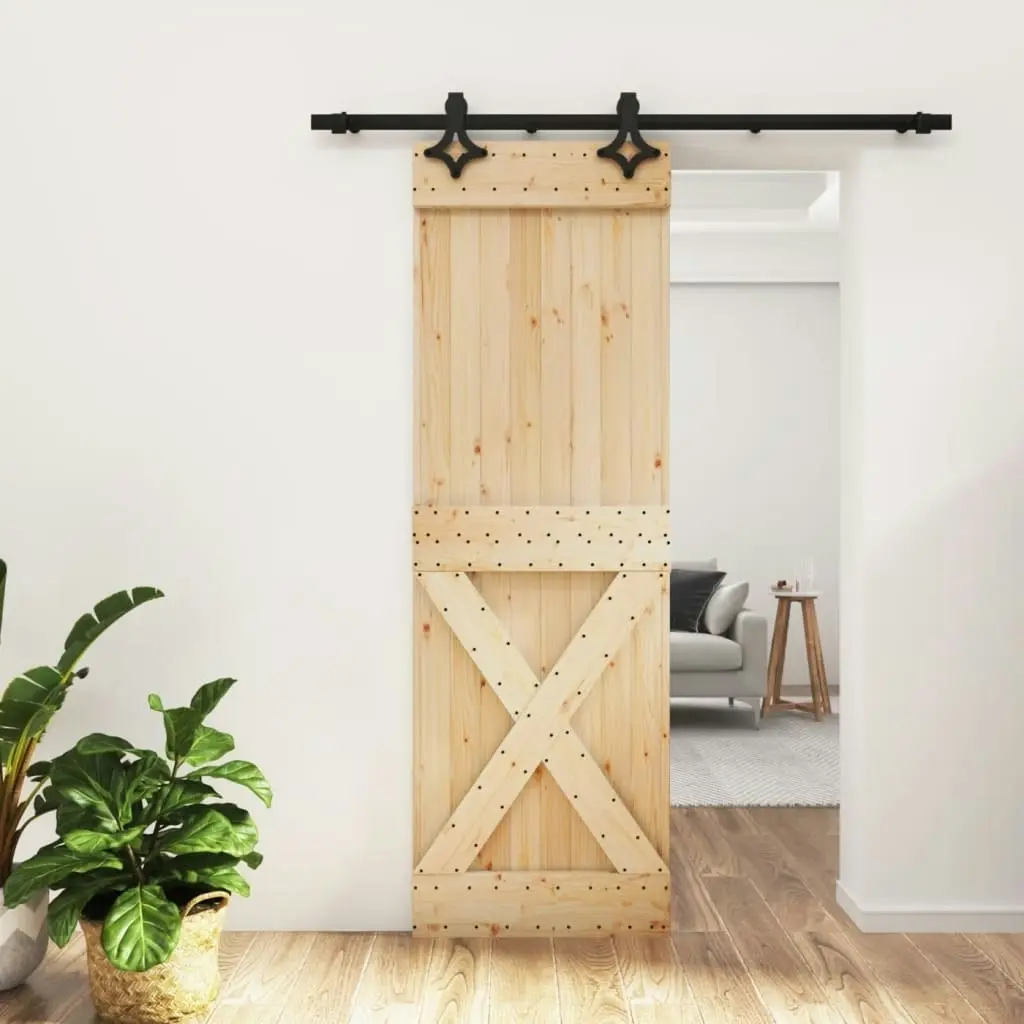 Sliding Door with Hardware Set 70x210 cm Solid Wood Pine 3203132