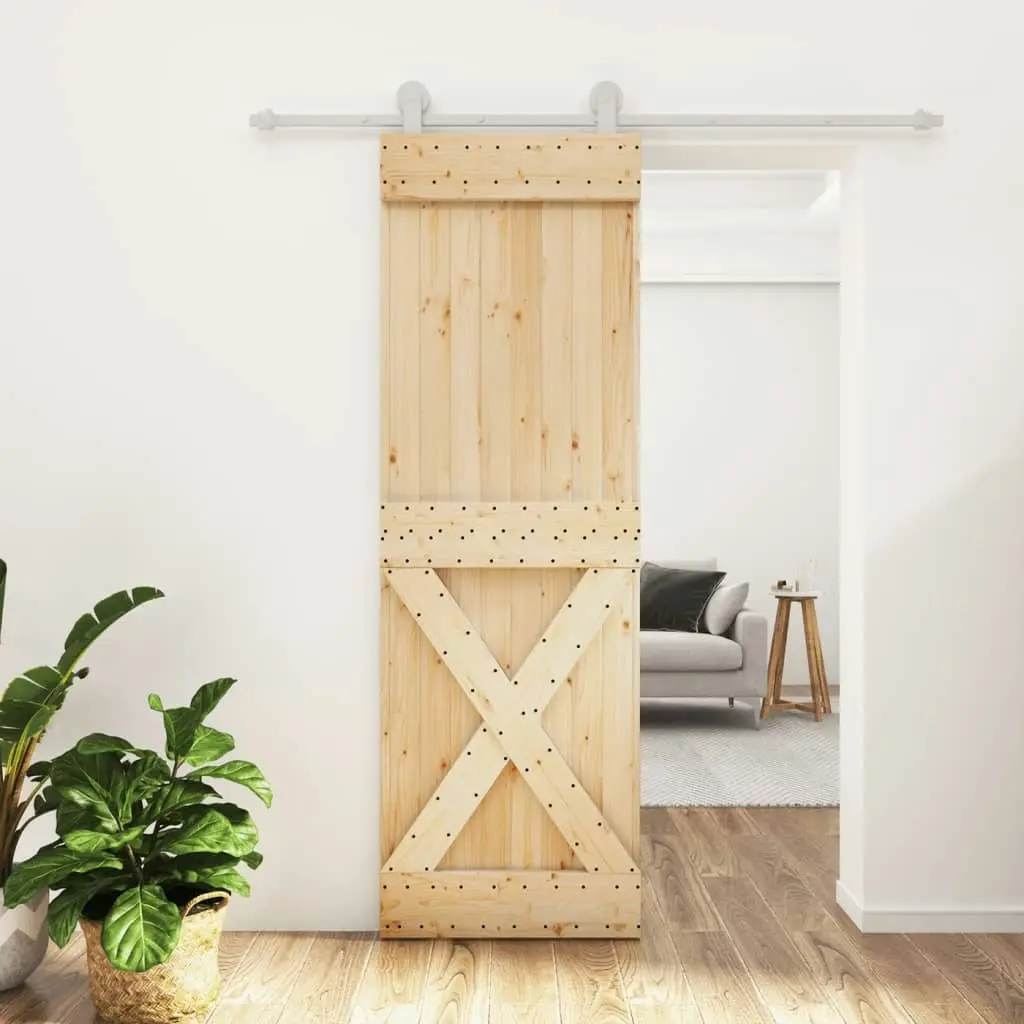 Sliding Door with Hardware Set 70x210 cm Solid Wood Pine 3203094