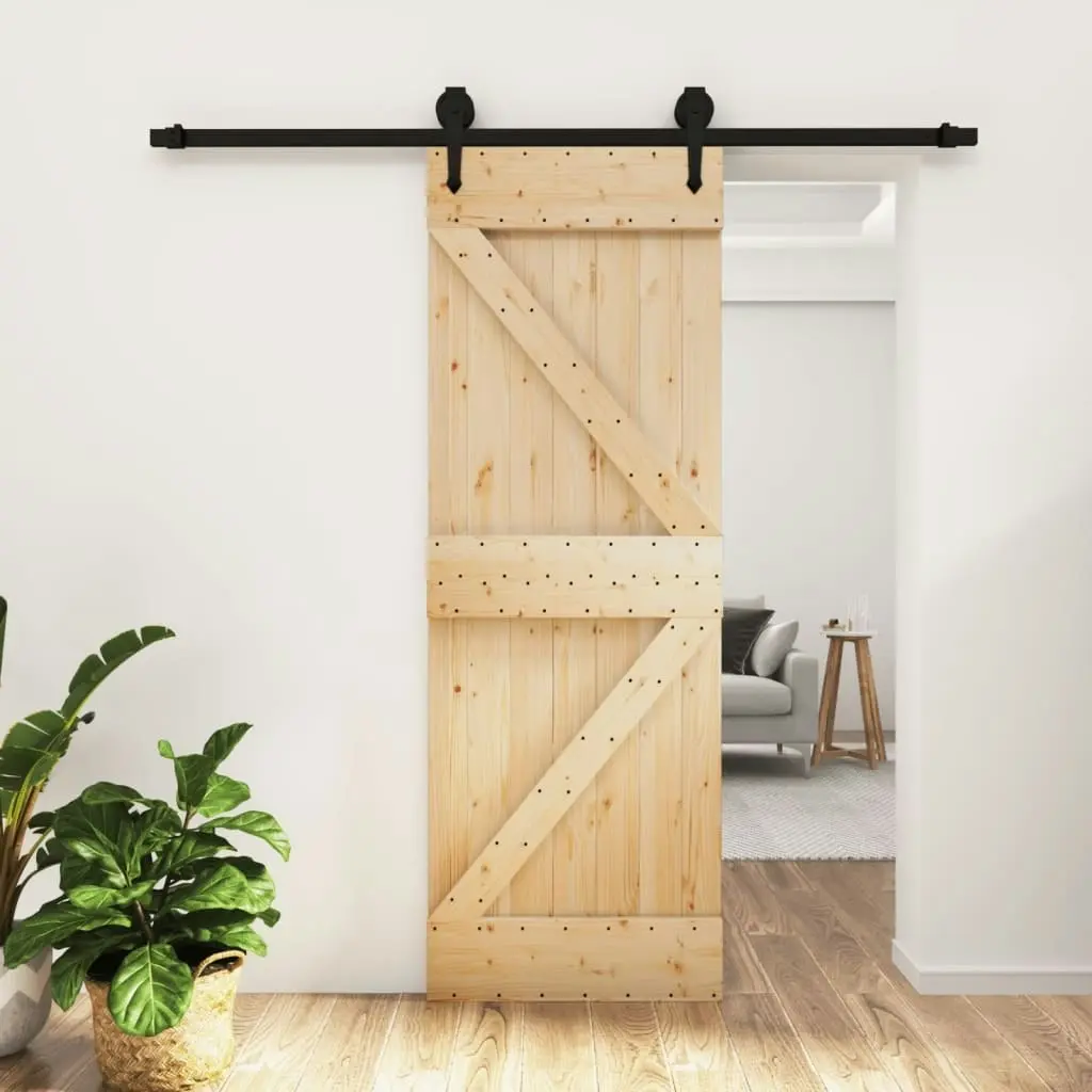 Sliding Door with Hardware Set 70x210 cm Solid Wood Pine 3203227