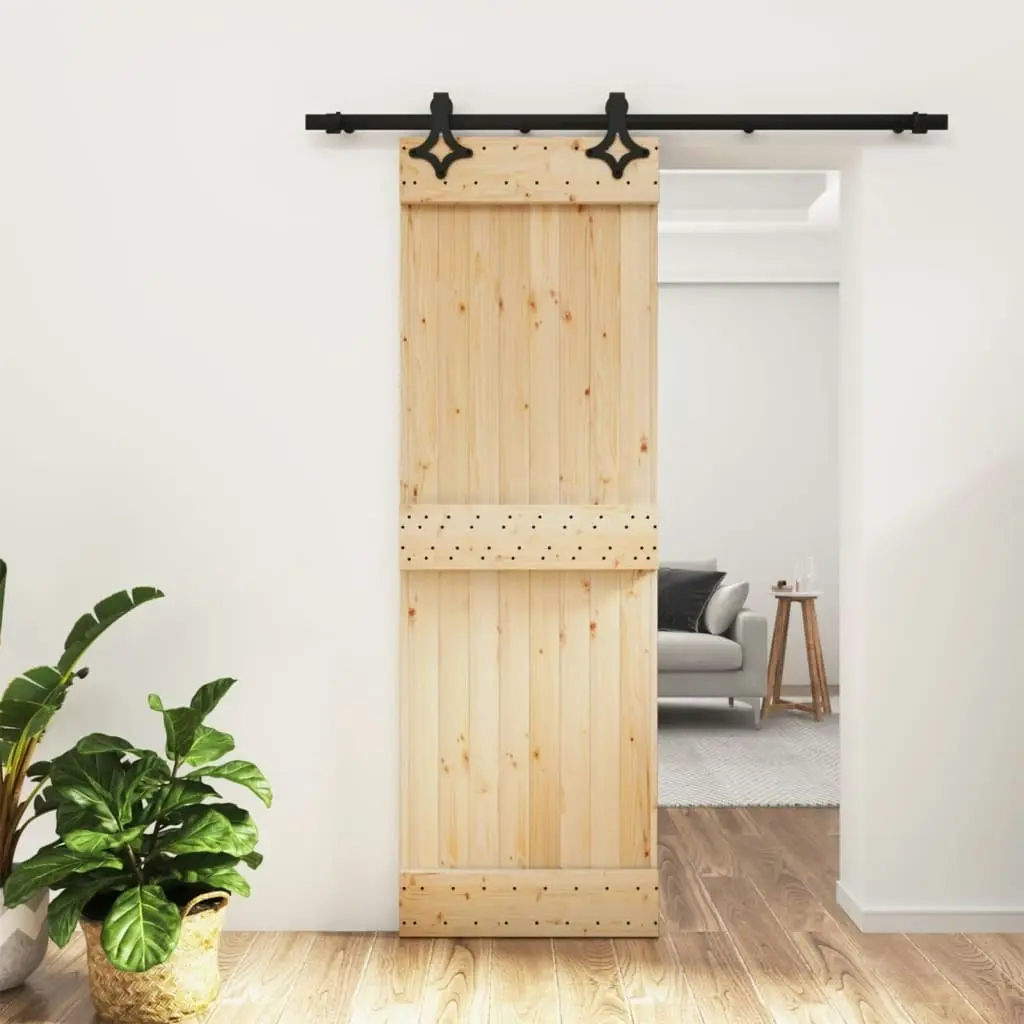 Sliding Door with Hardware Set 70x210 cm Solid Wood Pine 3203124