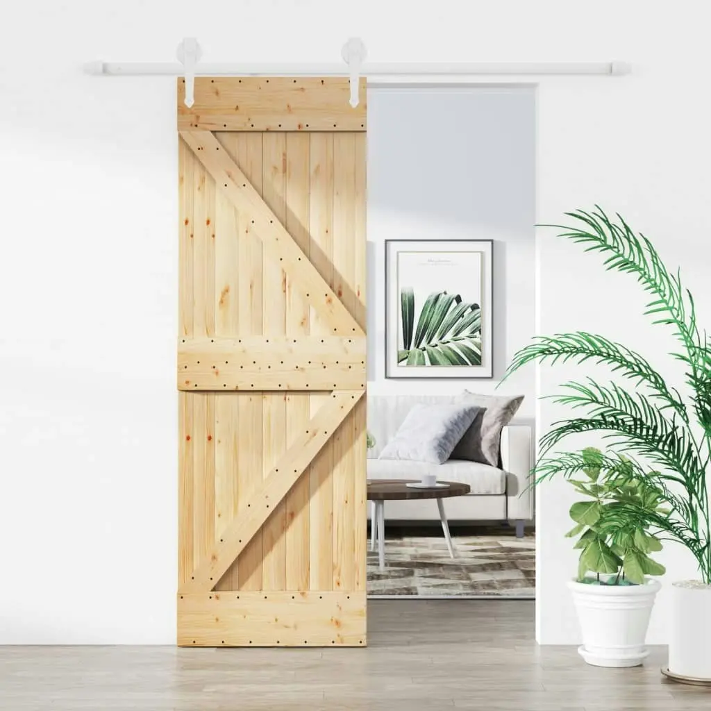 Sliding Door with Hardware Set 70x210 cm Solid Wood Pine 3203248