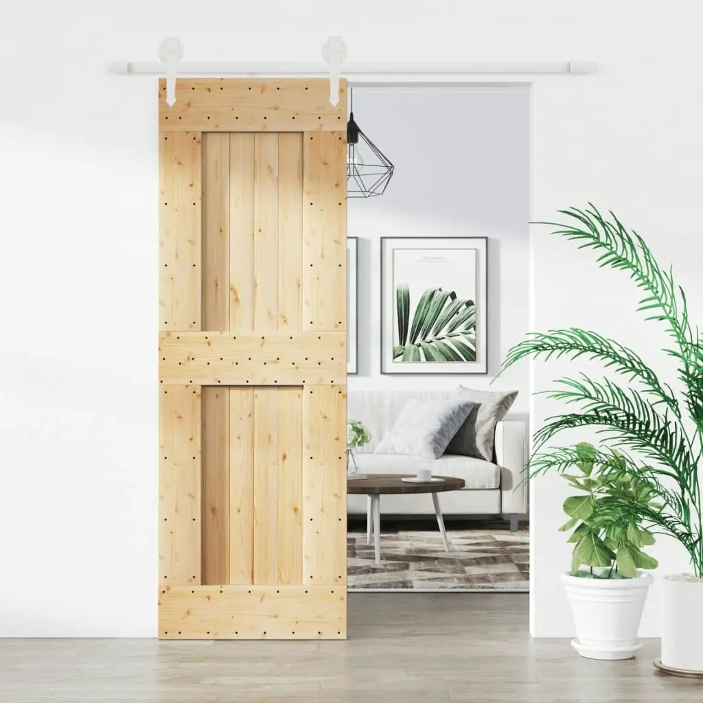 Sliding Door with Hardware Set 70x210 cm Solid Wood Pine 3203219