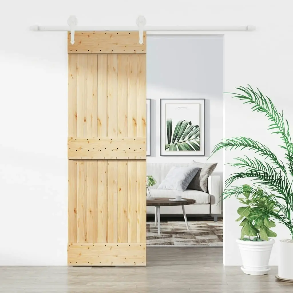 Sliding Door with Hardware Set 70x210 cm Solid Wood Pine 3203254