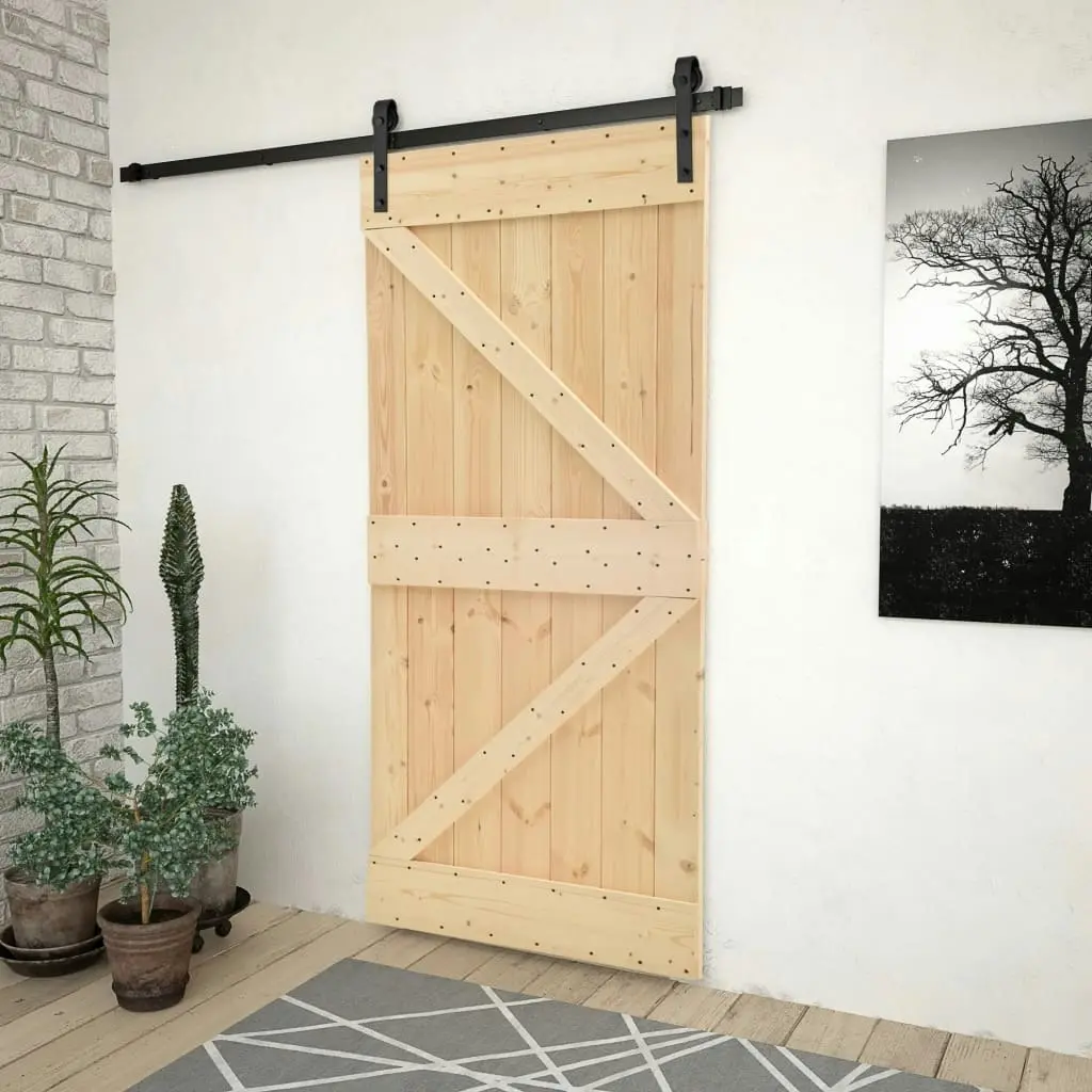 Sliding Door with Hardware Set 80x210 cm Solid Pine Wood 3057491