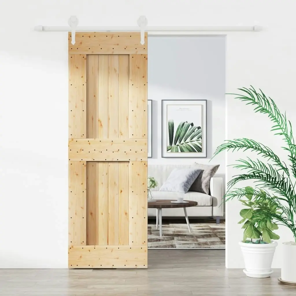 Sliding Door with Hardware Set 70x210 cm Solid Wood Pine 3203260