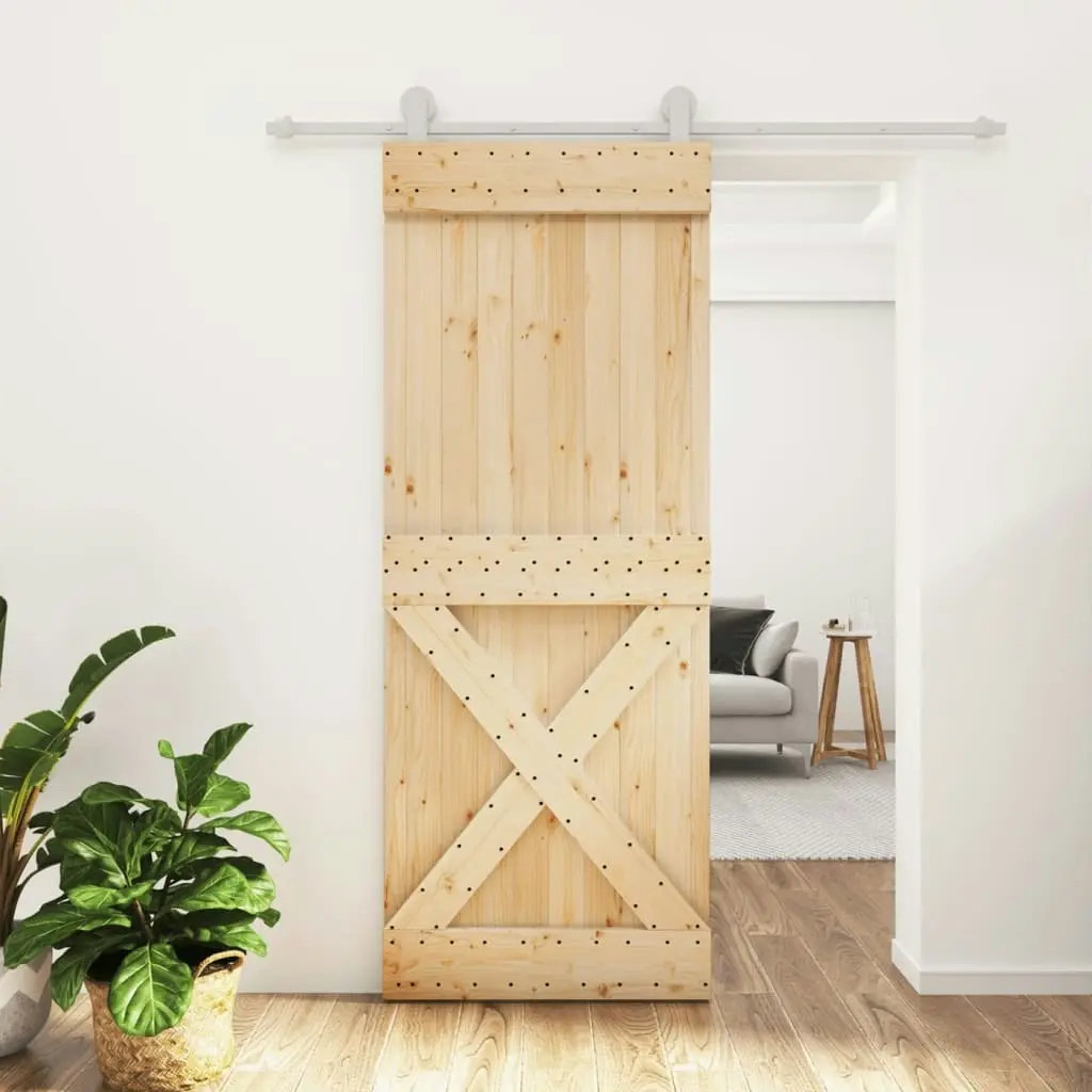 Sliding Door with Hardware Set 80x210 cm Solid Wood Pine 3203095