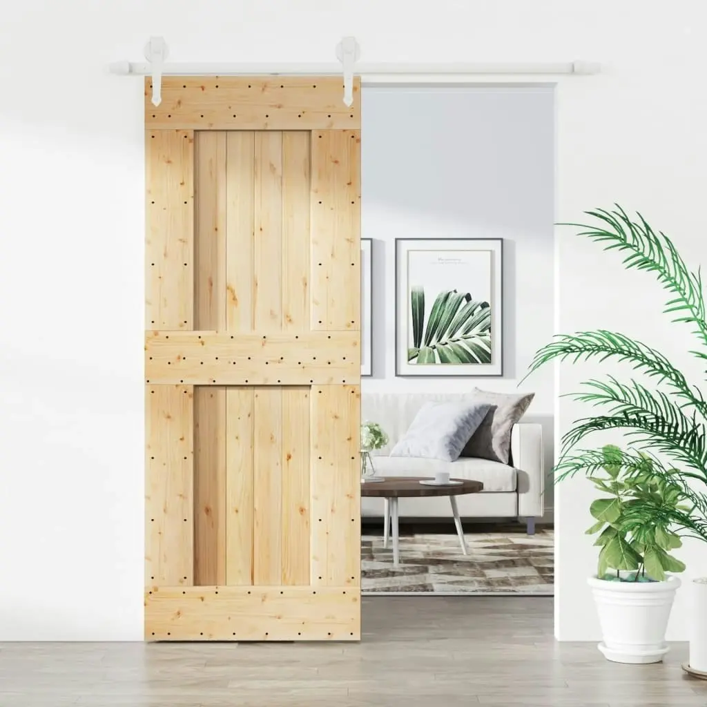 Sliding Door with Hardware Set 80x210 cm Solid Wood Pine 3203220