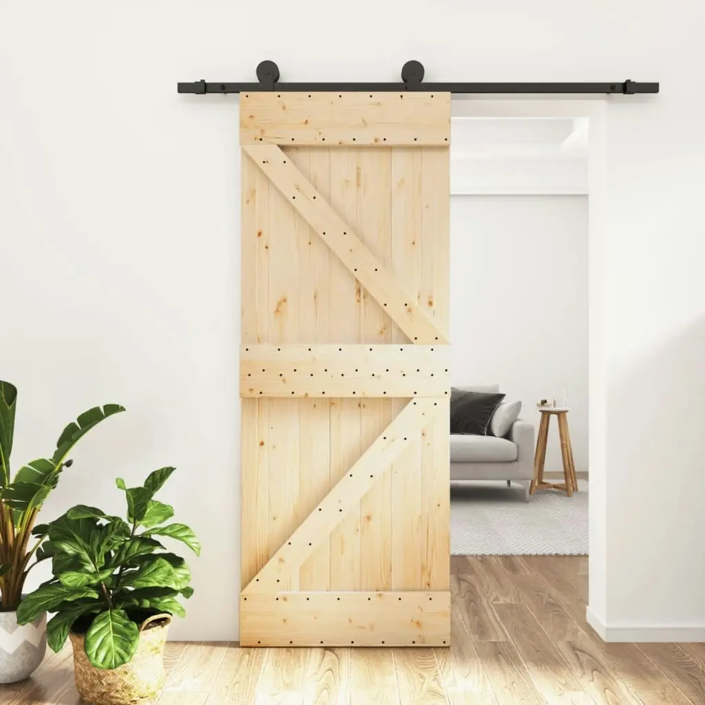 Sliding Door with Hardware Set 85x210 cm Solid Wood Pine 3203045