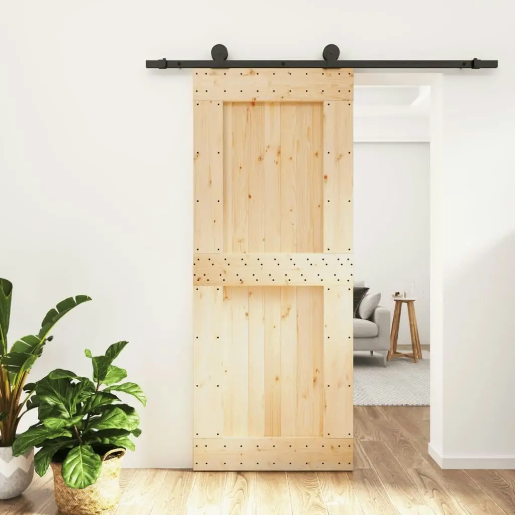 Sliding Door with Hardware Set 85x210 cm Solid Wood Pine 3203052