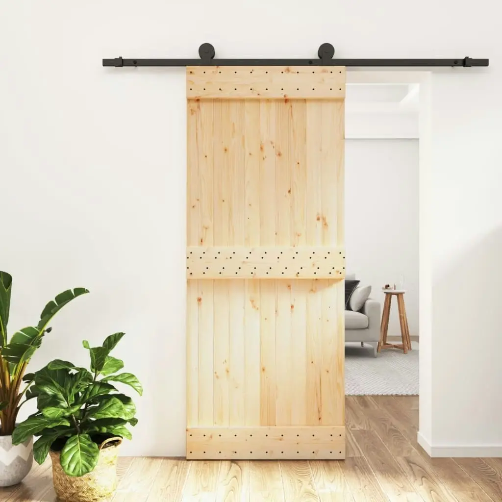 Sliding Door with Hardware Set 85x210 cm Solid Wood Pine 3203066