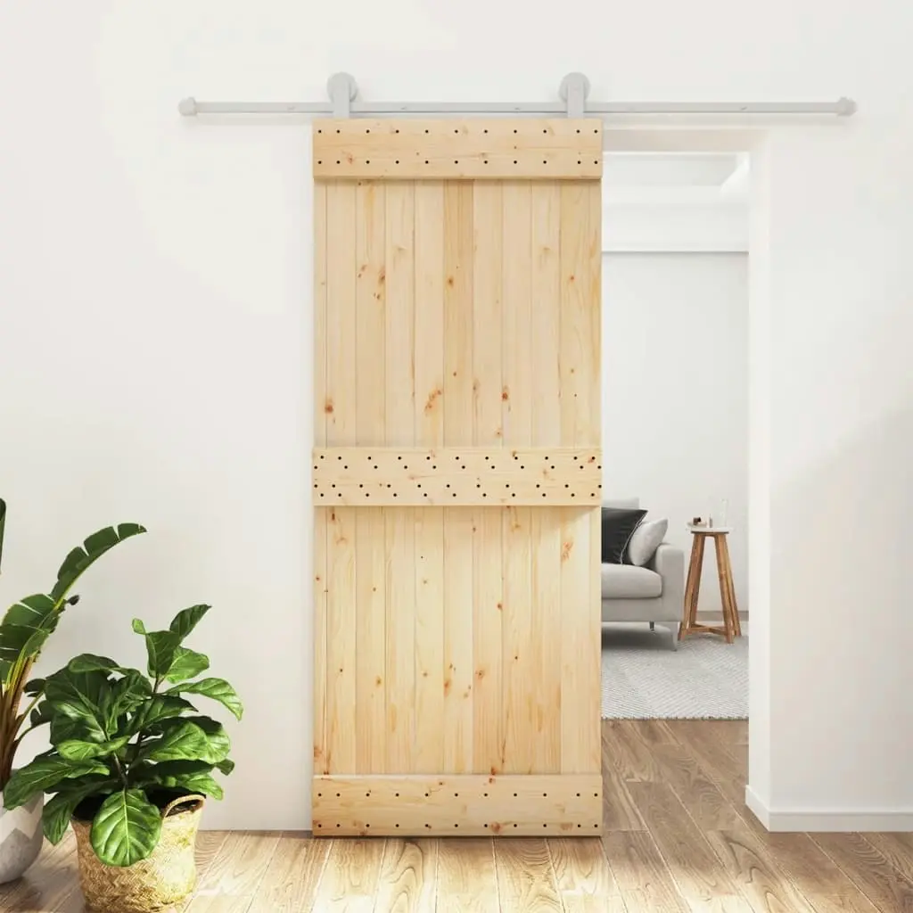 Sliding Door with Hardware Set 85x210 cm Solid Wood Pine 3203106