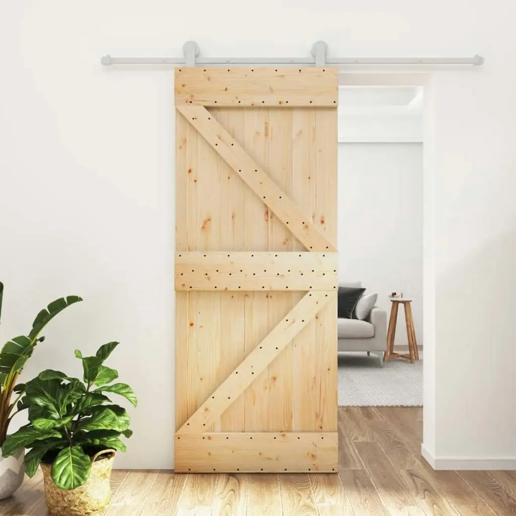 Sliding Door with Hardware Set 85x210 cm Solid Wood Pine 3203099