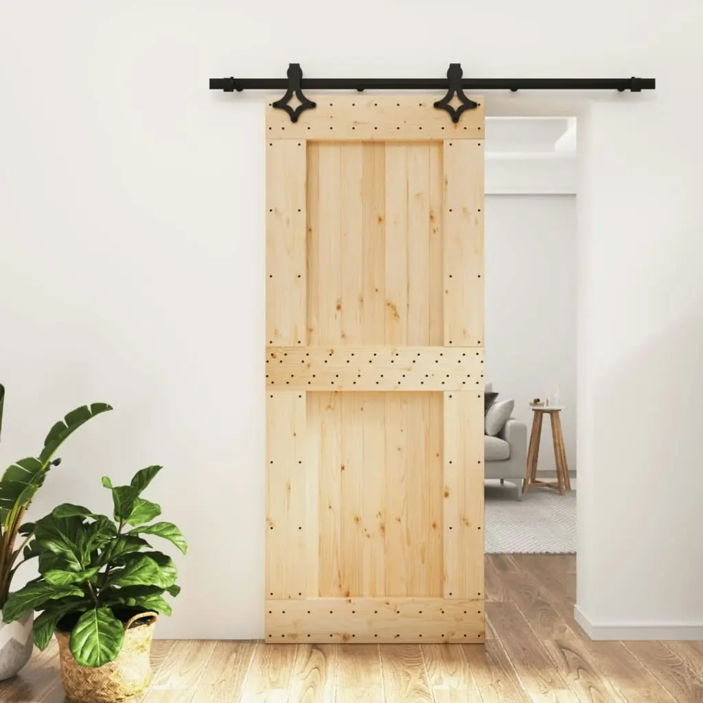 Sliding Door with Hardware Set 85x210 cm Solid Wood Pine 3203130