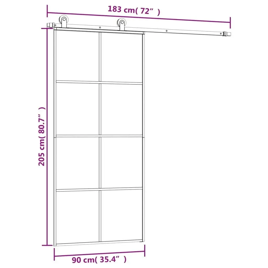 Sliding Door with Hardware Set 90x205 cm ESG Glass&Aluminium 3152141