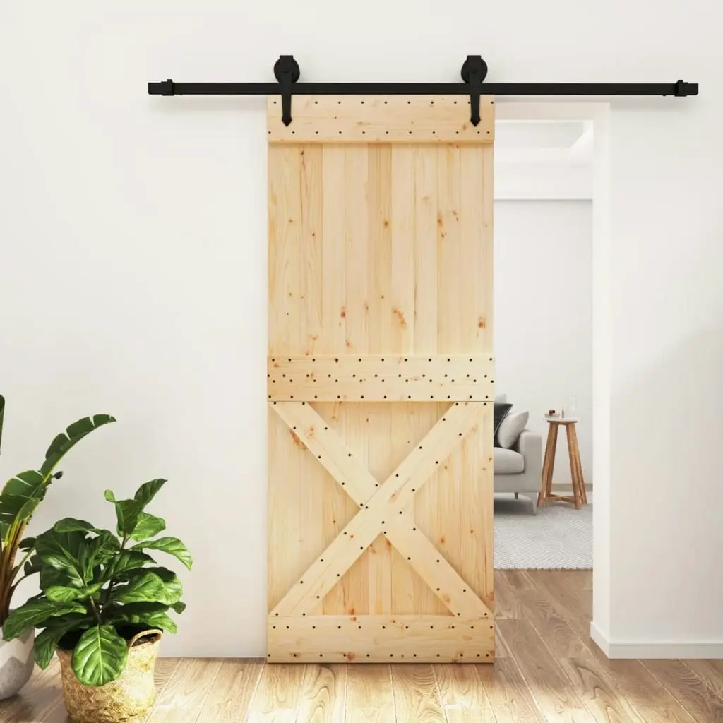 Sliding Door with Hardware Set 85x210 cm Solid Wood Pine 3203244