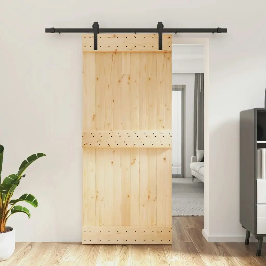 Sliding Door with Hardware Set 90x210 cm Solid Wood Pine 3202974