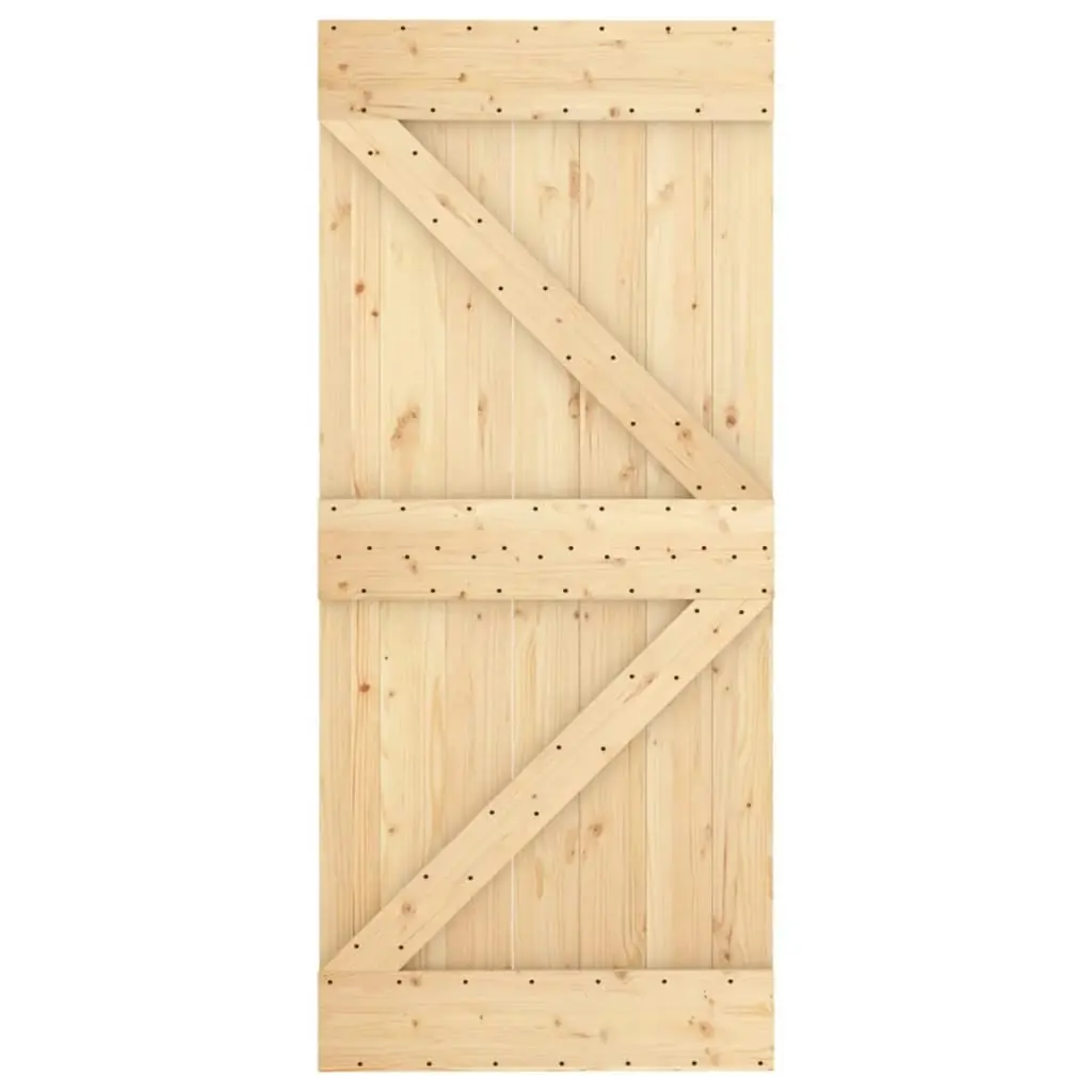 Sliding Door with Hardware Set 90x210 cm Solid Wood Pine 3203085