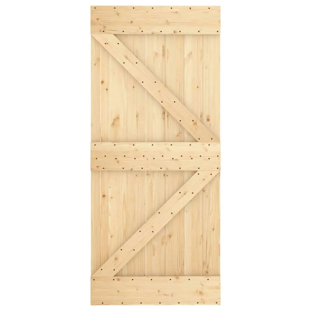 Sliding Door with Hardware Set 90x210 cm Solid Wood Pine 3203102