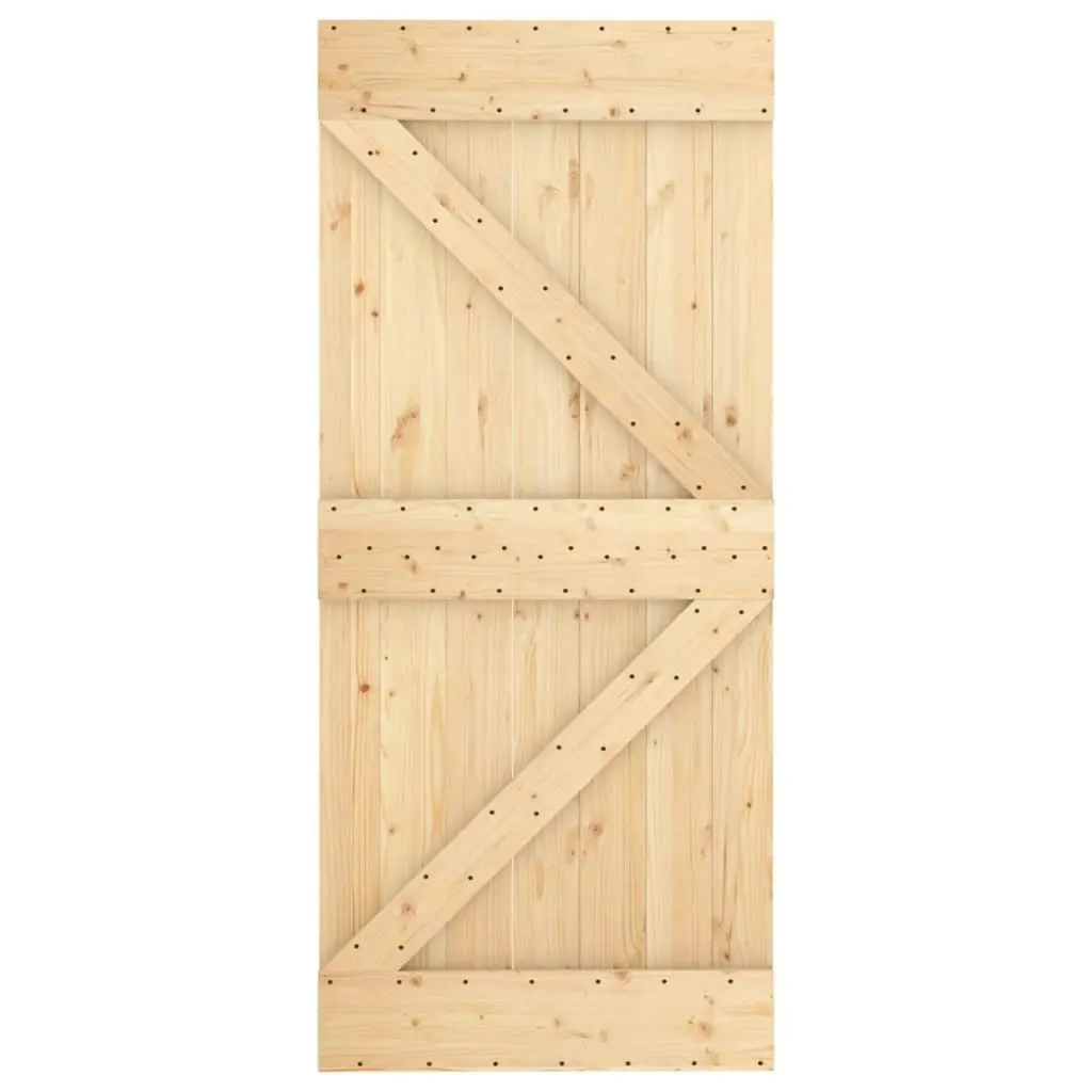 Sliding Door with Hardware Set 90x210 cm Solid Wood Pine 3203214