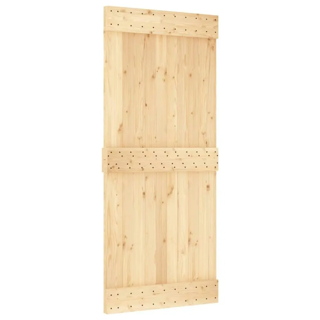 Sliding Door with Hardware Set 90x210 cm Solid Wood Pine 3203257